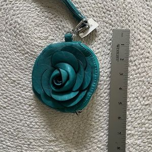 Teal Floral Coin Purse